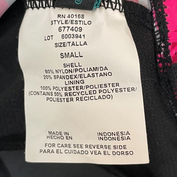 Aqua Green Swimsuit Floral‎ Pink Black Size Small One Piece V-Neck Bathing Suit - Picture 11 of 11